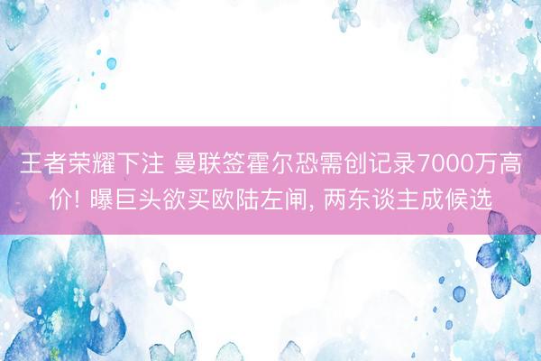 王者荣耀下注 曼联签霍尔恐需创记录7000万高价! 曝巨头欲买欧陆左闸， 两东谈主成候选