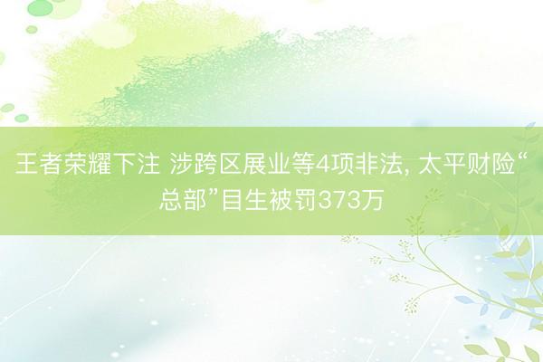 王者荣耀下注 涉跨区展业等4项非法， 太平财险“总部”目生被罚373万