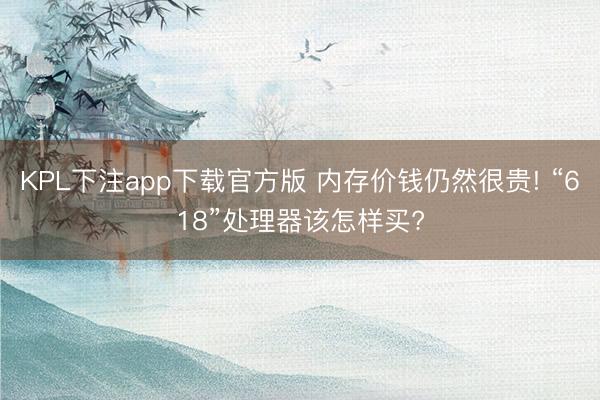 KPL下注app下载官方版 内存价钱仍然很贵! “618”处理器该怎样买?