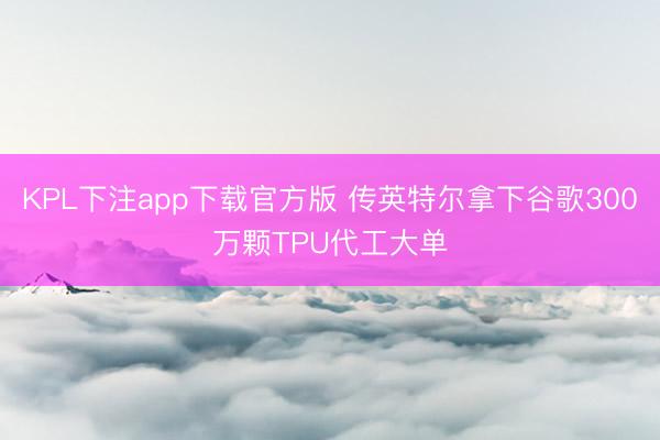 KPL下注app下载官方版 传英特尔拿下谷歌300万颗TPU代工大单