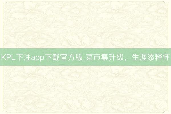 KPL下注app下载官方版 菜市集升级，生涯添释怀