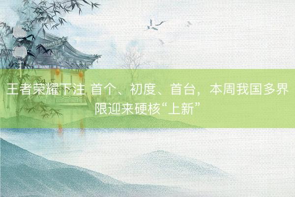 王者荣耀下注 首个、初度、首台，本周我国多界限迎来硬核“上新”