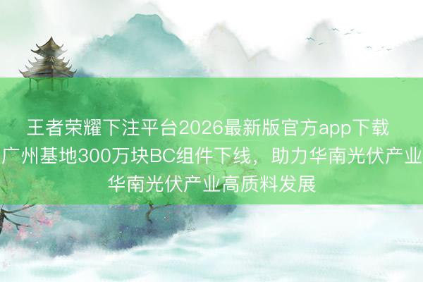 王者荣耀下注平台2026最新版官方app下载 高景太阳能广州基地300万块BC组件下线，助力华南光伏产业高质料发展